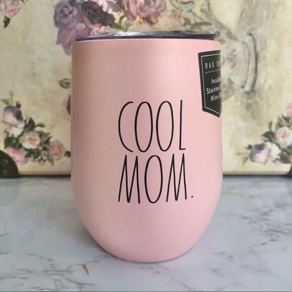 Rae Dunn COOL MOM Insulated Wine Stainless Steel Glass NEW - Picture 1 of 3